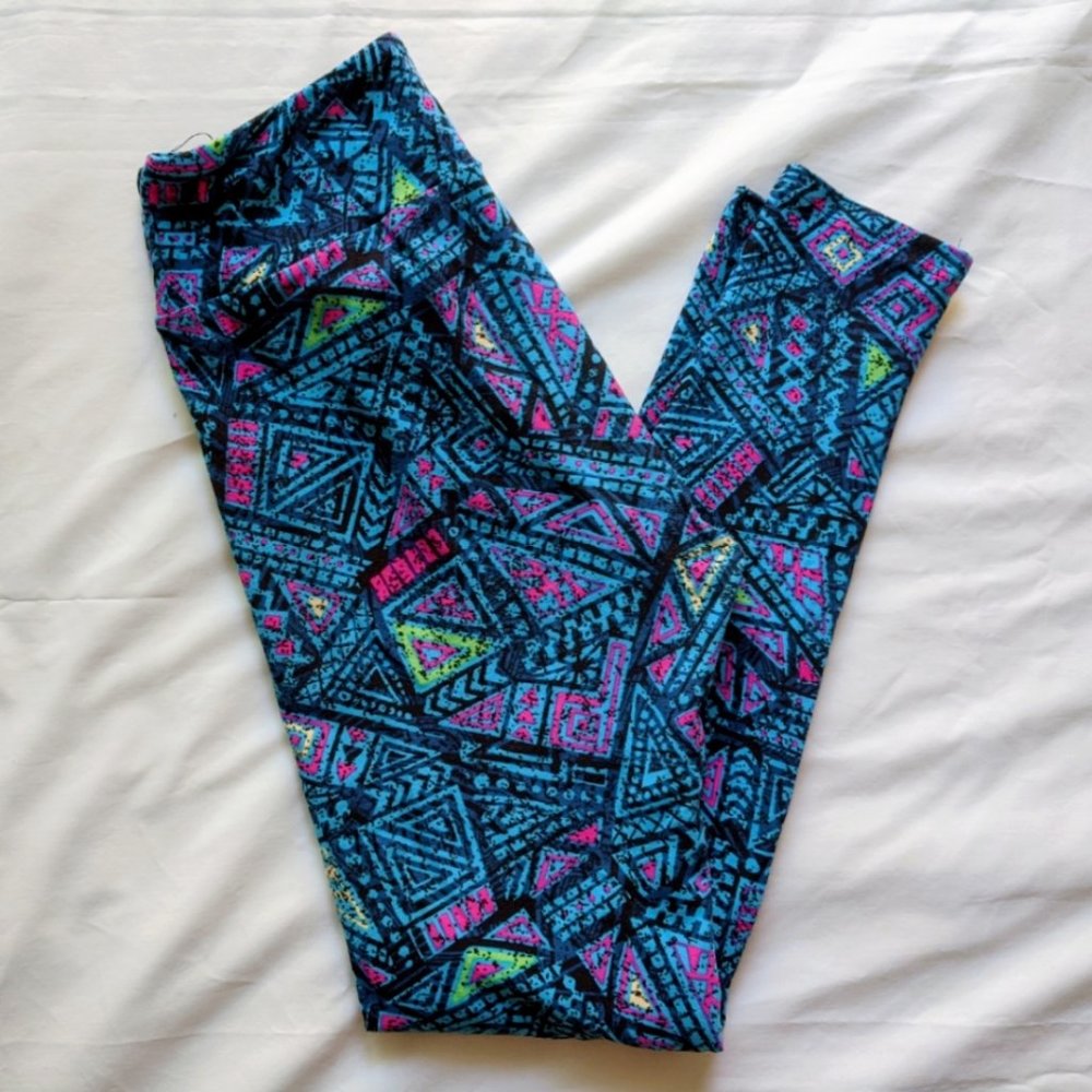 LuLaRoe Bright Colorful Neon Geometric Leggings OS